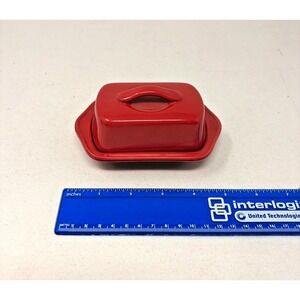Chantal Red Ceramic Small Butter Dish Covered  Keeper Stoneware Microwaveable